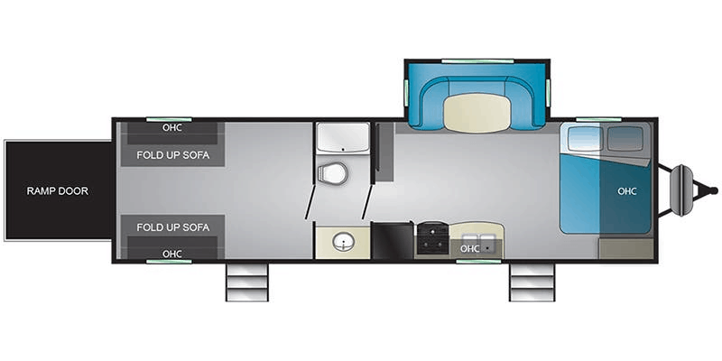 2019 Heartland Trail Runner 28TH Toy Hauler interior diagram